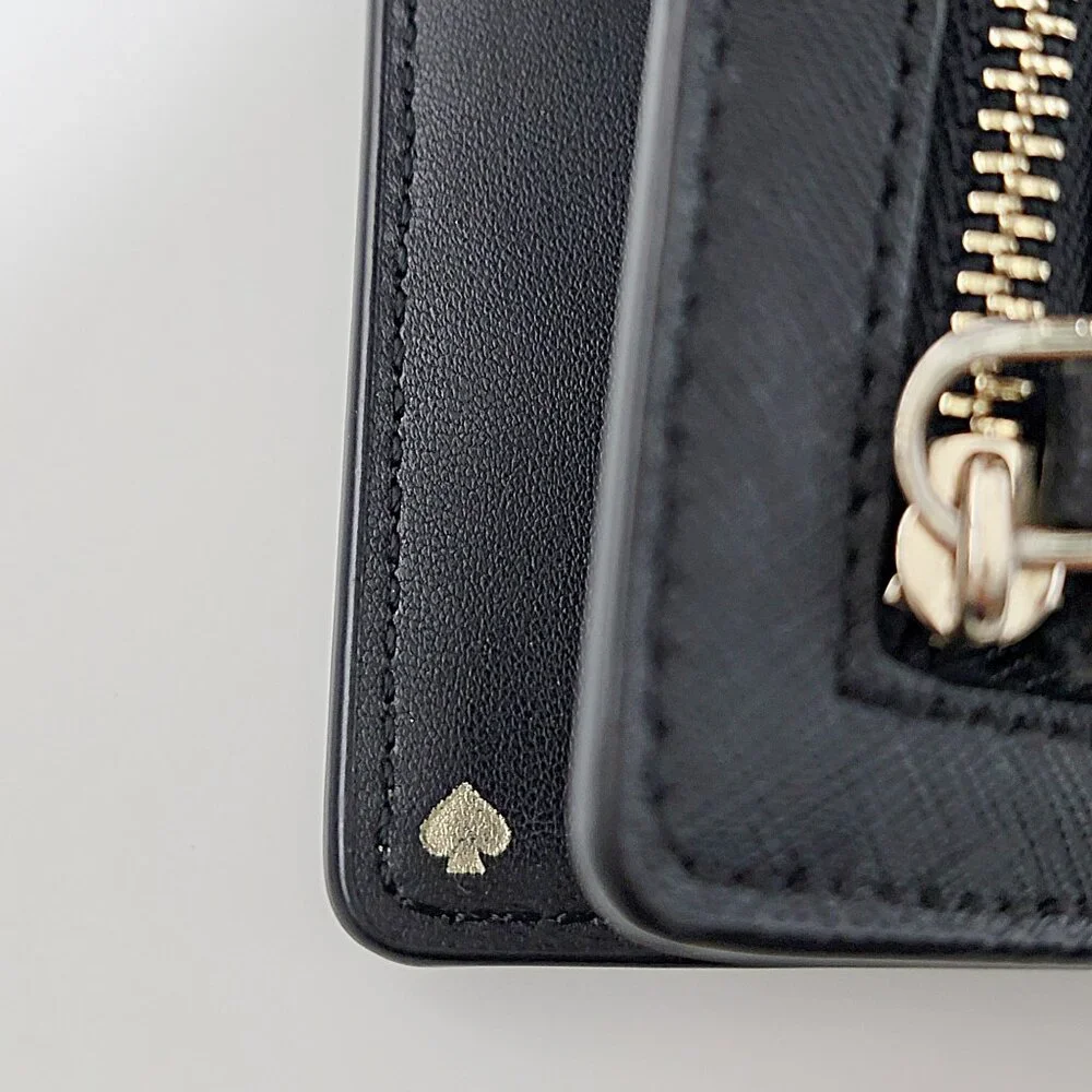 Kate Spade Staci Black Saffiano Leather Wallet with Zip Coin Pocket